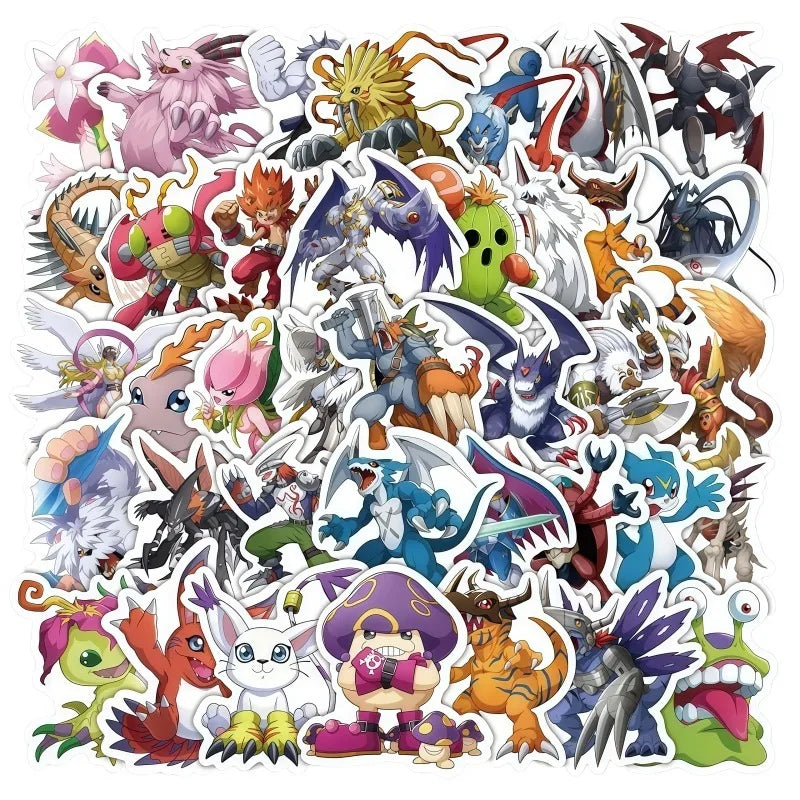 60pcs Digimon stickers DIY notebook journal suitcase graffiti decoration cartoon anime Agumon Angelmon sticker toy gift