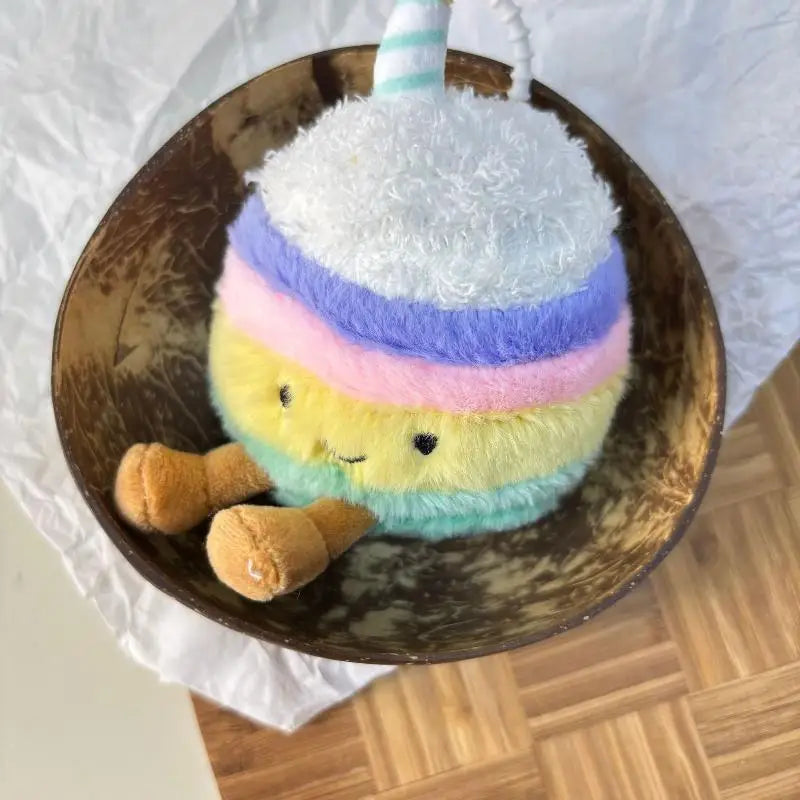New Kawaii Cartoon Cake Plush Keychain Birthday Cake Doll Pendant Backpack Decor Accessories Toy Gifts