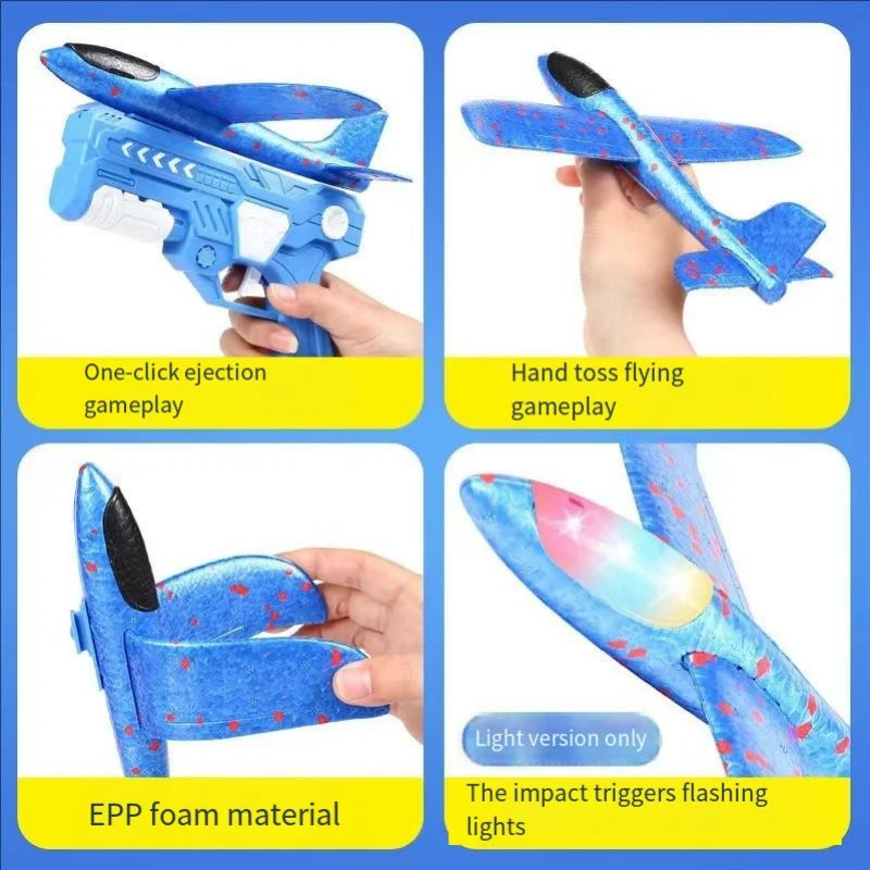Glowing & Non-Glow Foam Catapult Plane,  Outdoor Shooting Toy Gun, Rotating Boomerang Flying Aircraft Model