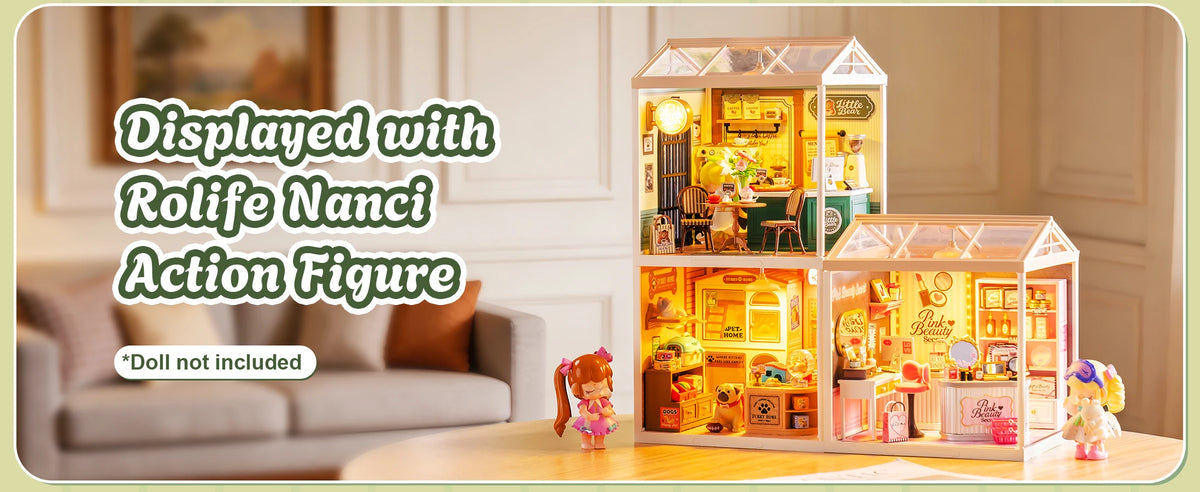 Rolife Super Creator Serious DIY Miniature House Kit Mini Dollhouse Model Building Kit with LED Light Home Decor(DW026/27/28)