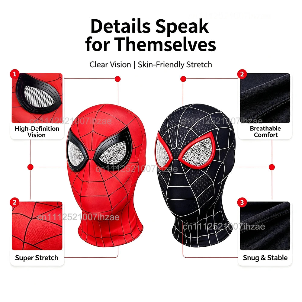 1/2PCS Spiderman Breathable Masks High Elastic Hat Funny Spider Lens Adult Children Cosplay Party Halloween Costume Accessories