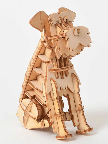 3D Wooden Animal Puzzle Sherina dog model Kids Wood Craft Brain Teaser Wood Gifts