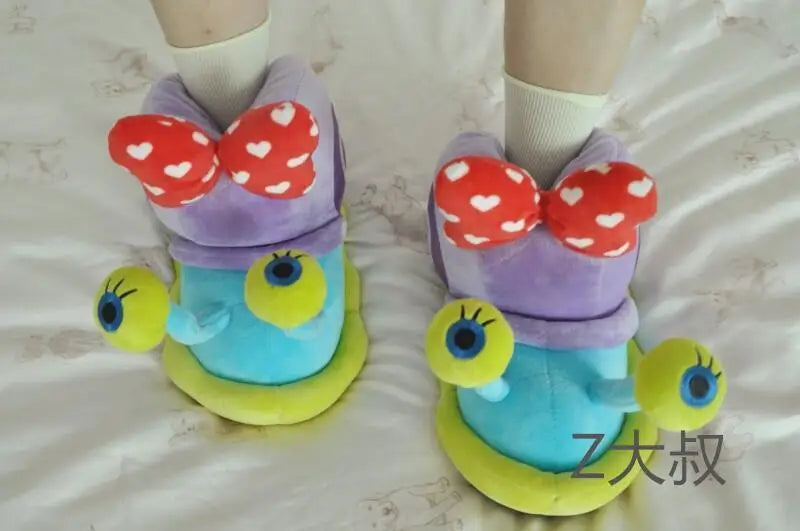 Plush SpongeBob SquarePants Cotton Shoes Snail Bags Heels Cute Home Slippers SpongeBob SquarePants Snail Boots Plush Gift