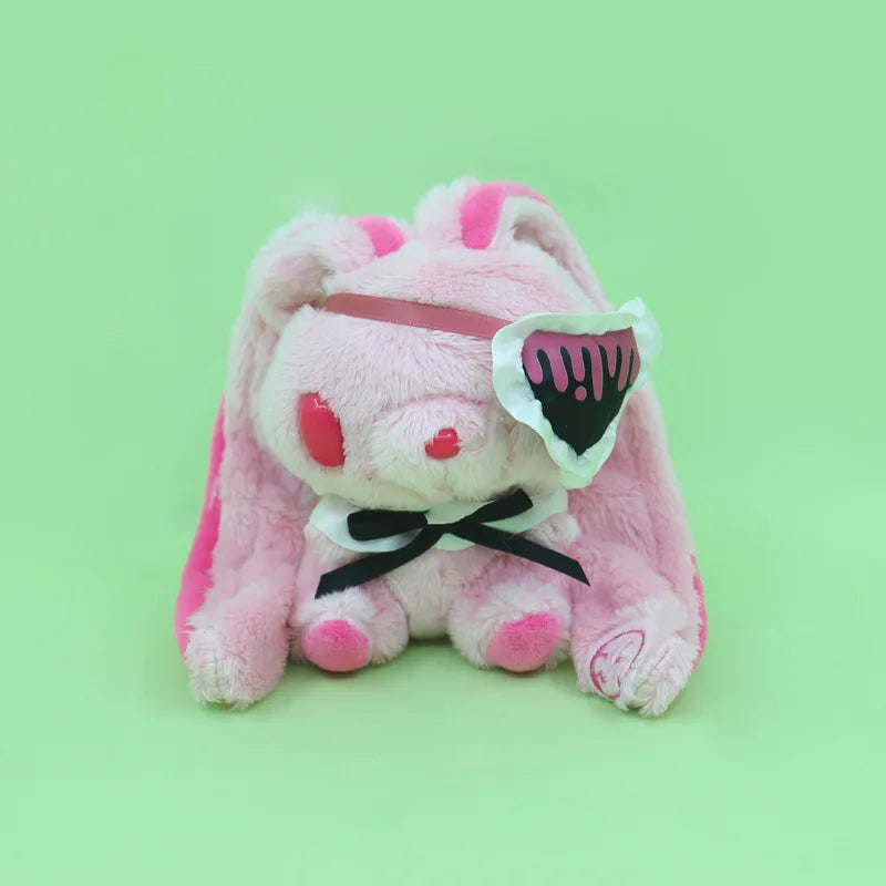 Kawaii Goth Pink Bunny Gloomys Bear eye mask Plush Toy keychain All Purpose Bunny Eyepatch Stuffed Animal Plushie backpack charm