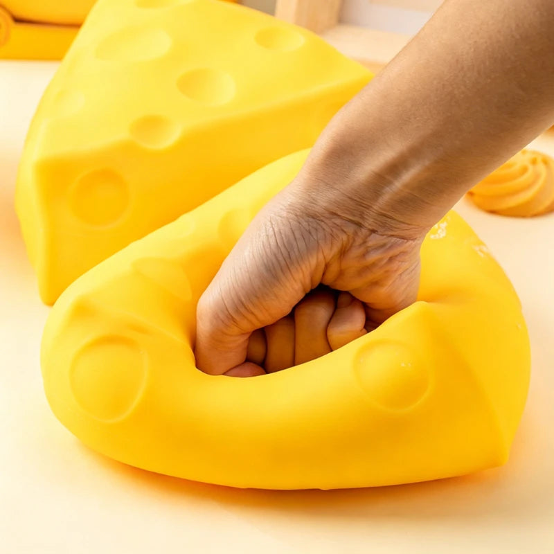 Jumbo Triangular Cheese Stress Ball Squishy Toy Stretchable Cheese Squeeze Ball Fidget Toy ASMR Sensory Anti-Stress X-mas Gift
