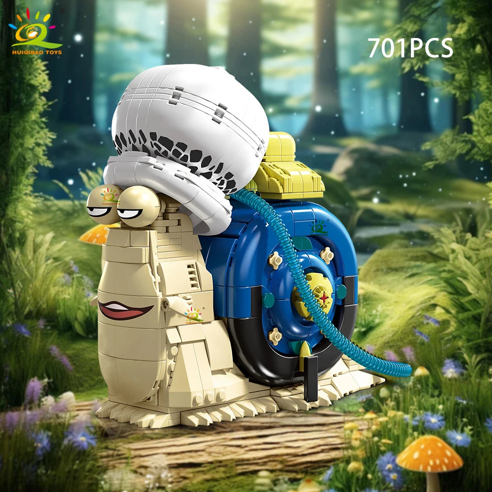 HUIQIBAO MOC Snail Insect Model Building Block Phone Bug Series Bricks Set Construction Toy For Children Desk Home Decoration