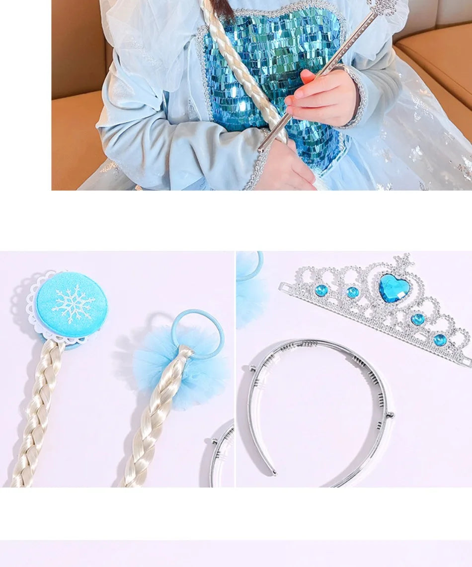 6pcs Rhinestone Tiara Crown and Magic Wand With Glitter Crystal Head Hoop Jewelry Hair Accessories For Girls Teens Birthday Gift