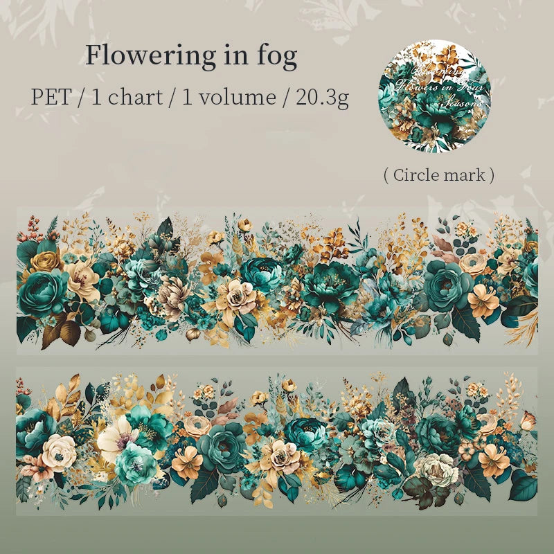 200cm/Roll PET Tape Flowers Four Seasons Series Plant Landscaping Handbook DIY Material Loop Sticker
