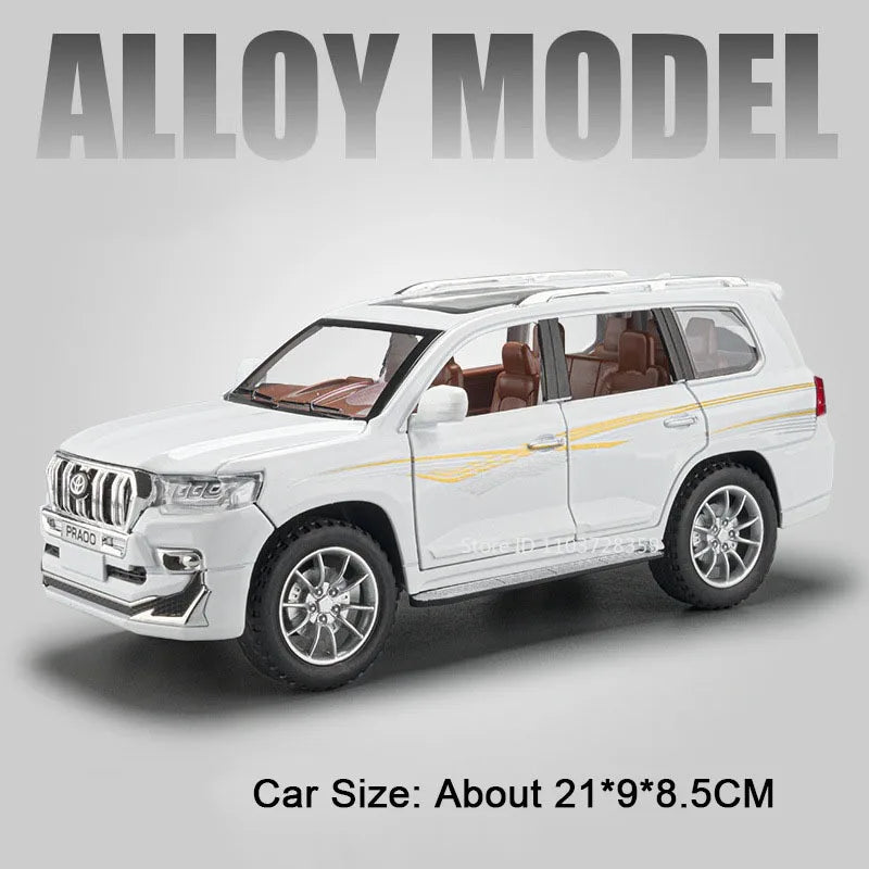 1:24 Escalade Prado Miniature Model Toy Cars Alloy Diecast Sound Light Doors Opened Pull Back Simulation Models for Boys Gifts