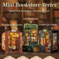 CUTEBEE DIY Book Nook Kit Miniature Dollhouse with Light Wooden Bookshelf Insert Retro Booknook Decor for Gifts Bookshop Series