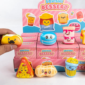 12pcs Set Slow Rebound Food Mystery Blind Box Cute Animal Cartoon Simulation Collectible Stress Reliever Fidget Squeeze Toy