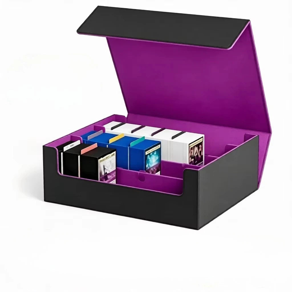 Kabinka Card Box Deck Box for MTG, Trading Card Storage Boxes for 1800+ Cards, Leather Deck Case, Deck Box for TCG Magic the Gathering Cards - Black