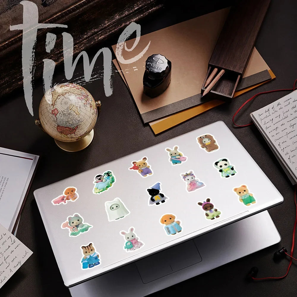 100/200pcs Kawaii Calico Critters Stickers Cute Laptop Scrapbook Graffiti Decals Skateboard Handheld  Aesthetic Sticker Toys