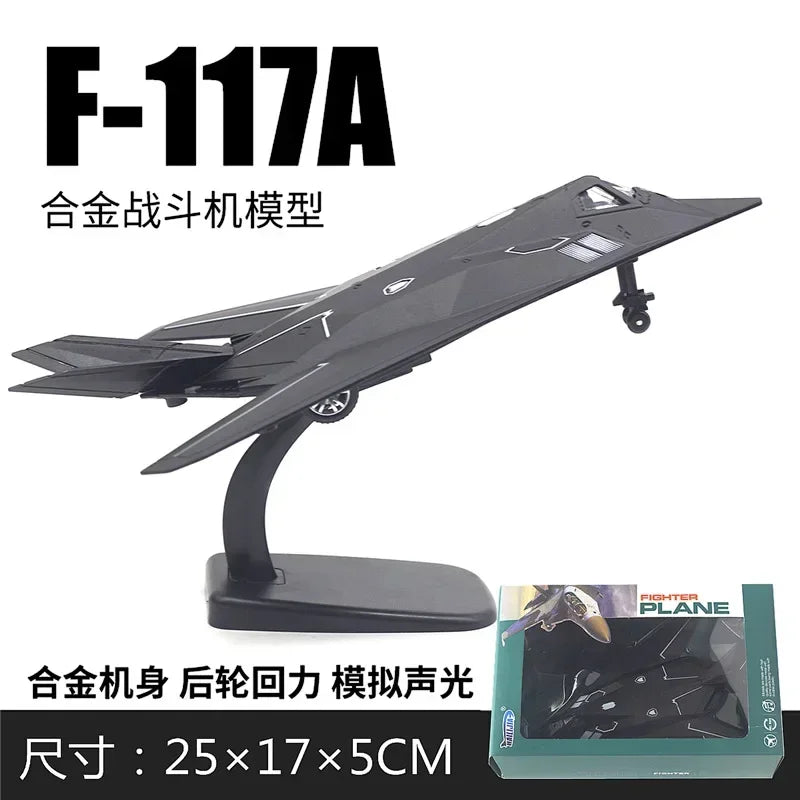 American Nighthawk F-117A Stealth Combat Aircraft Model Simulation Alloy Aircraft Children's Toy Fighter Model Wall Ornament