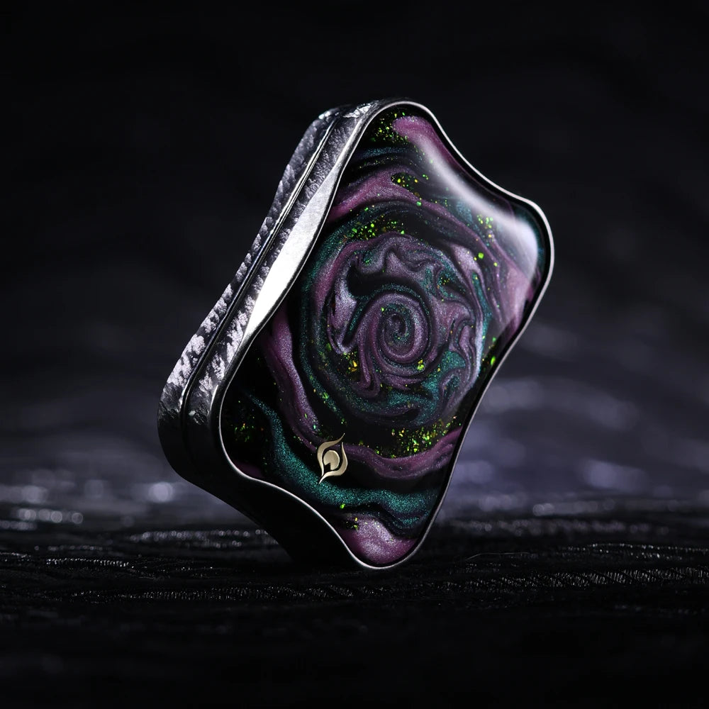 Peacock Aura Sand Slim Pro Unlimited Pushing Slider Fidget Slider Stainless Steel Titanium Zirconium Stress Relief Toy For Adult