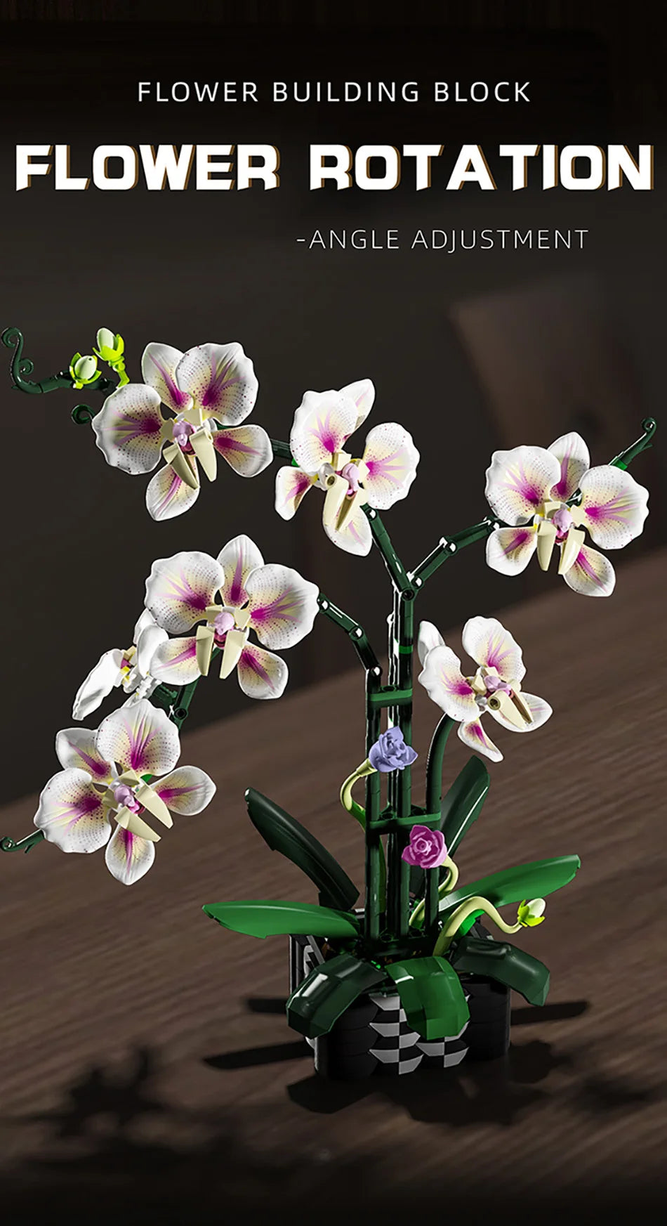 Creative Orchid Cymbidium Eternal Flowers Potted Plant Building Blocks Simulation Phalaenopsis DIY Bricks Toys Valentine's Gift