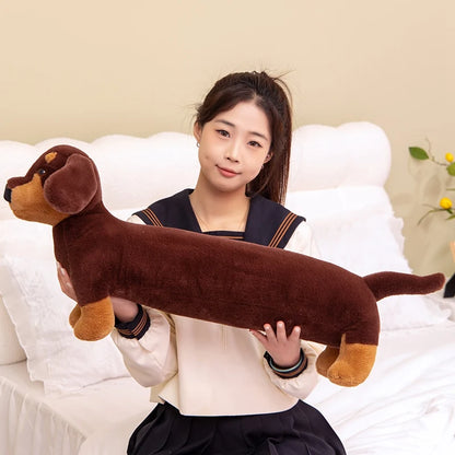 Dachshund Plush Long Pillow Brown Dog Body Pillow Animal Cartoon Body Hugging pillow Long Pillows Stuffed Home Decor