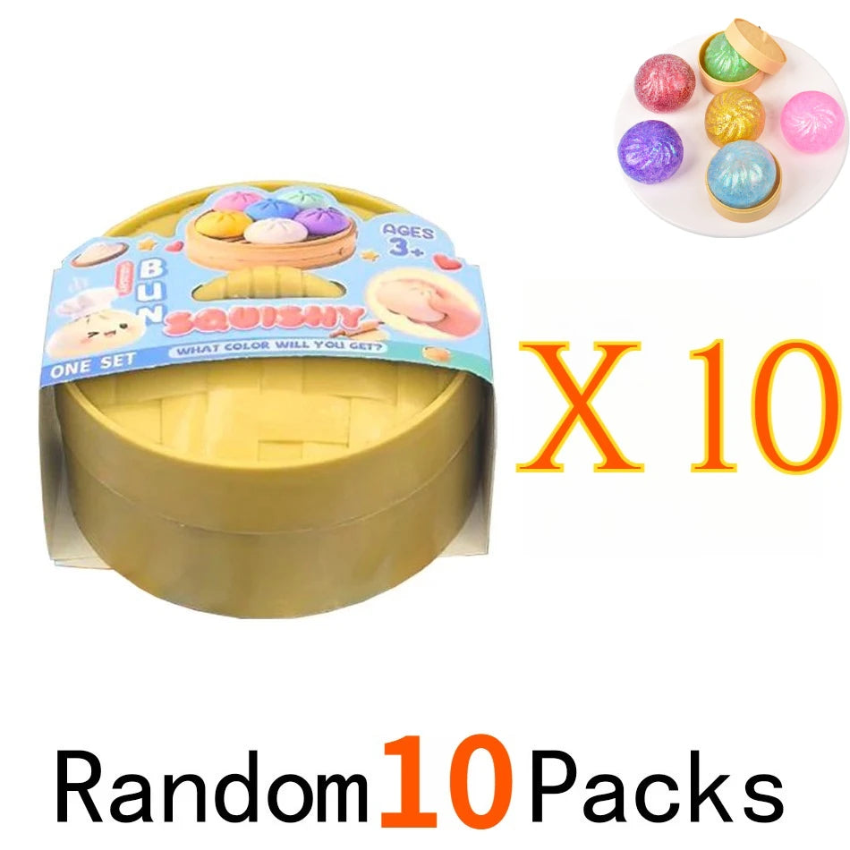Colorful Dumpling Squishes Stress Balls Cha Siu Bao Slow Rebound Decompression Toys Feel Good Squishy Stress Relief Gifts 10cm