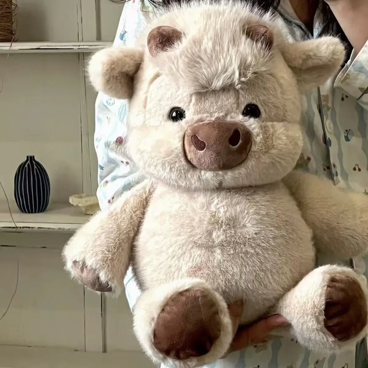 Adorable Highland Cattle Plush Toy 45cm - Huggable Running Cow Stuffed Animal Made with Premium Soft Fabric, Soothing Companion