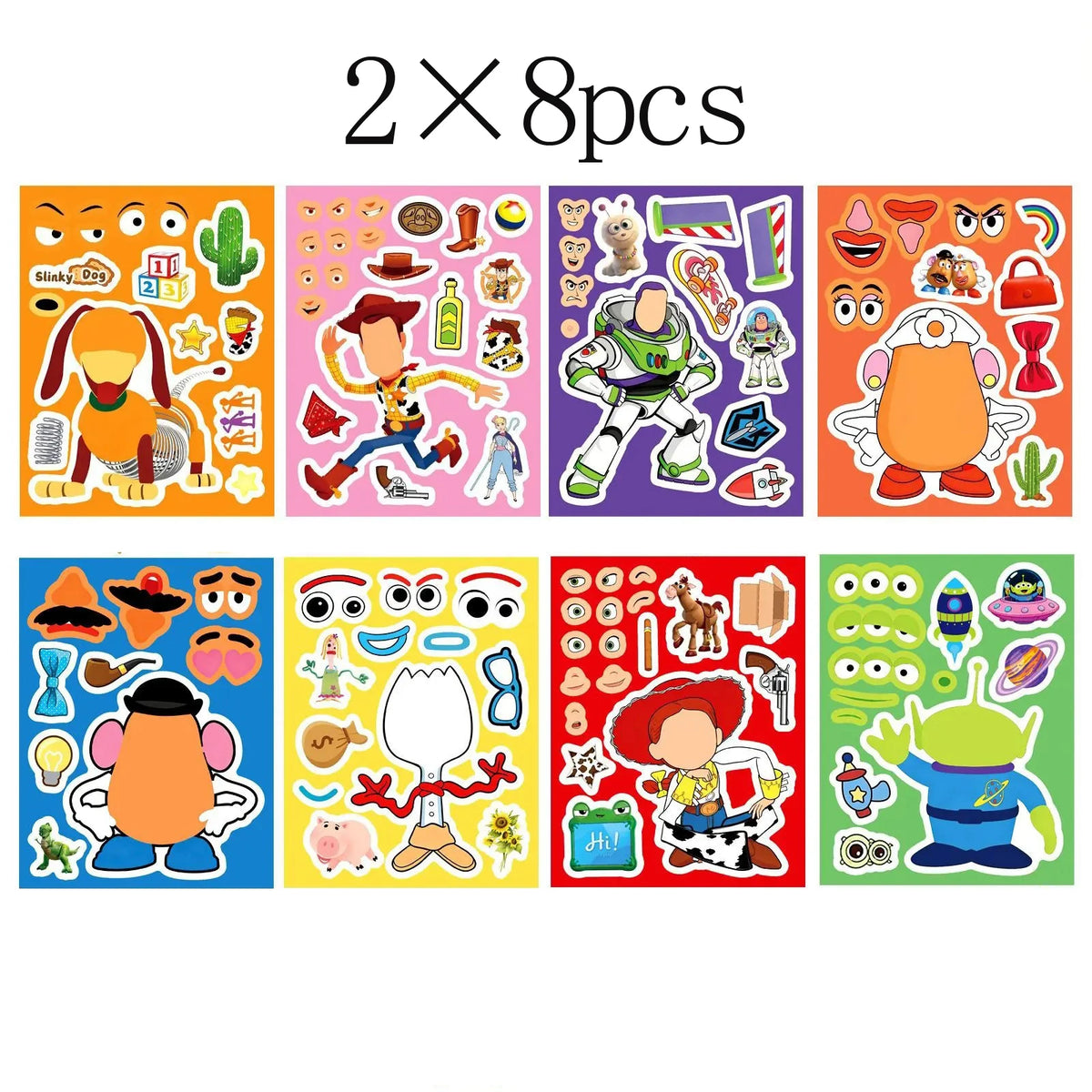 8/16Sheets Make a Face Cartoon Toy Story Stickers DIY Ryder Chase Assemble Jigsaw Kids Toy Children Boys Game Party Gift