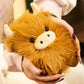 Simulation Kyloe Cream Highland Cow Animal Plush Toys Soft Stuffed Highland Sphere Cow Cattlle Plushie Gift for Kids Boys Girls