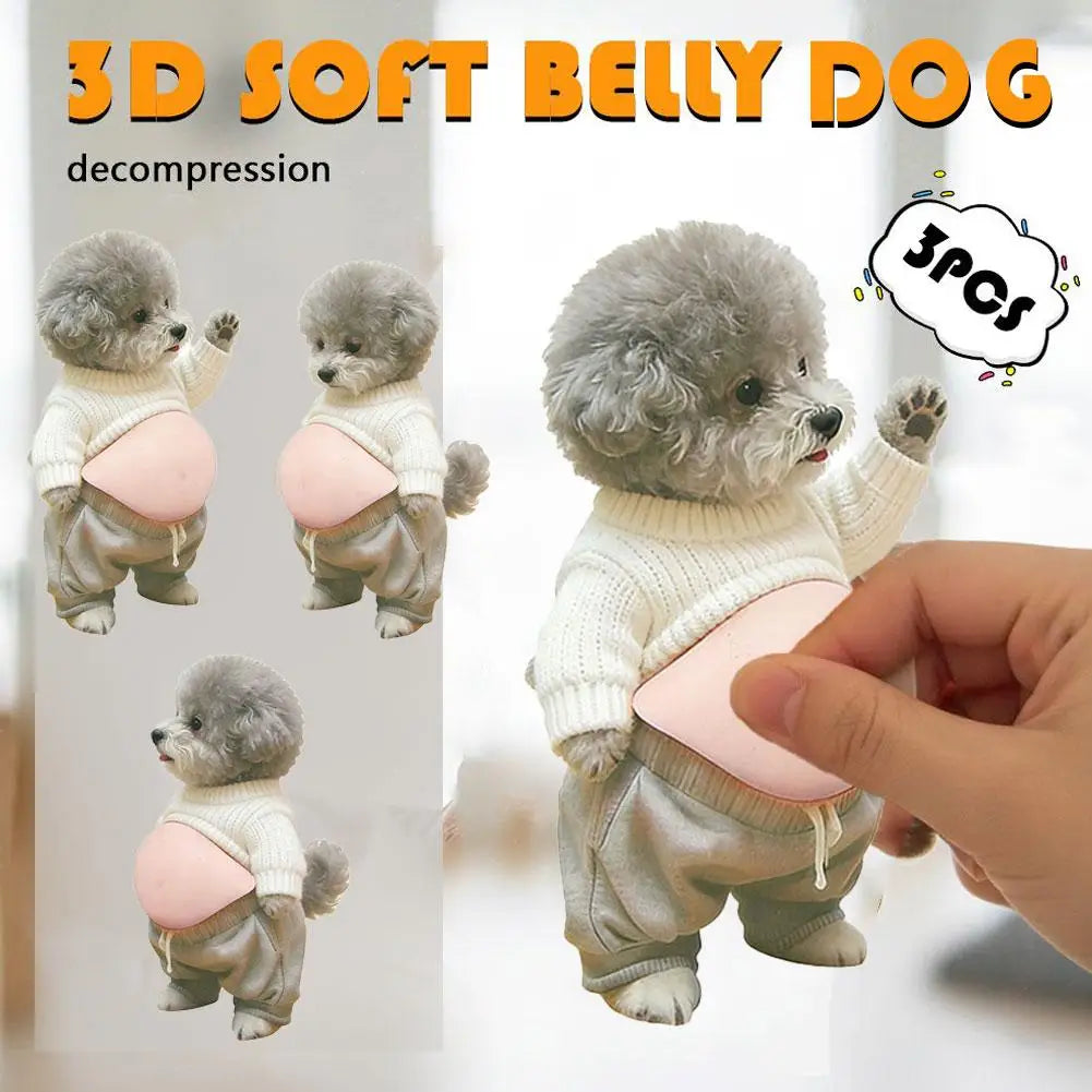 2/3PCS Shiba Inu Teddy Dog Belly Stickers Cute Puppy Wearing Outfit Silicone Self-Adhesive Stress Relief For Home Decor & Phone