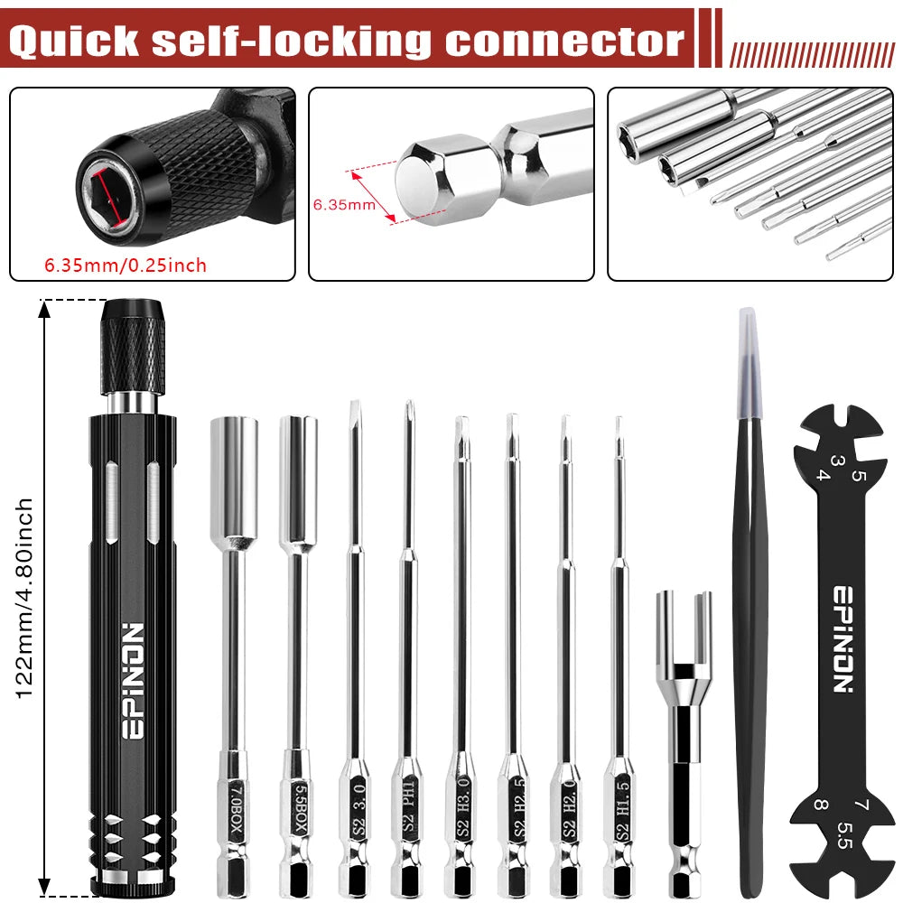 EPINON RC Car Repair Work Stand Repair Tool Set 360 Degree Rotation and 520 Pcs RC Screws Kit and RC Screwdrivers and Screws Pallet for 1/8 1/10 1/12 1/16 1/18 RC Car Crawler Truck Buggy