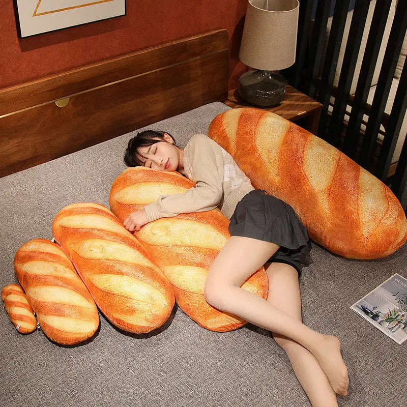 1pc 20~100cm French Bread Plush Pillow Stuffed Printing Images Food Plushie Peluche Party Prop Decor Sleeping Companion Man Gift