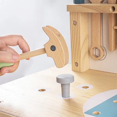 ROBUD Wooden Toy Workbench Tool Bench Set for Kids with Electric Drill Pretend Play STEM Learning Gift for Boys Girls Age 3+