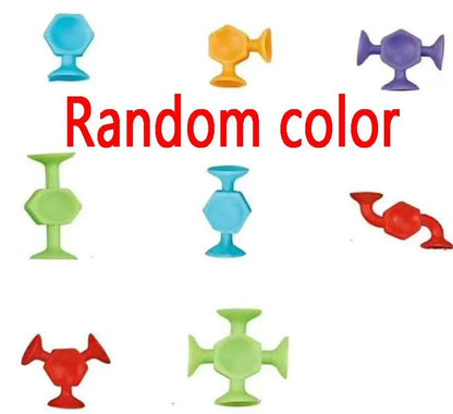Soft TPR Suction Cup Building Blocks DIY Creative Educational Assembly Sensory Toys for Kids Toddlers Birthday Gift