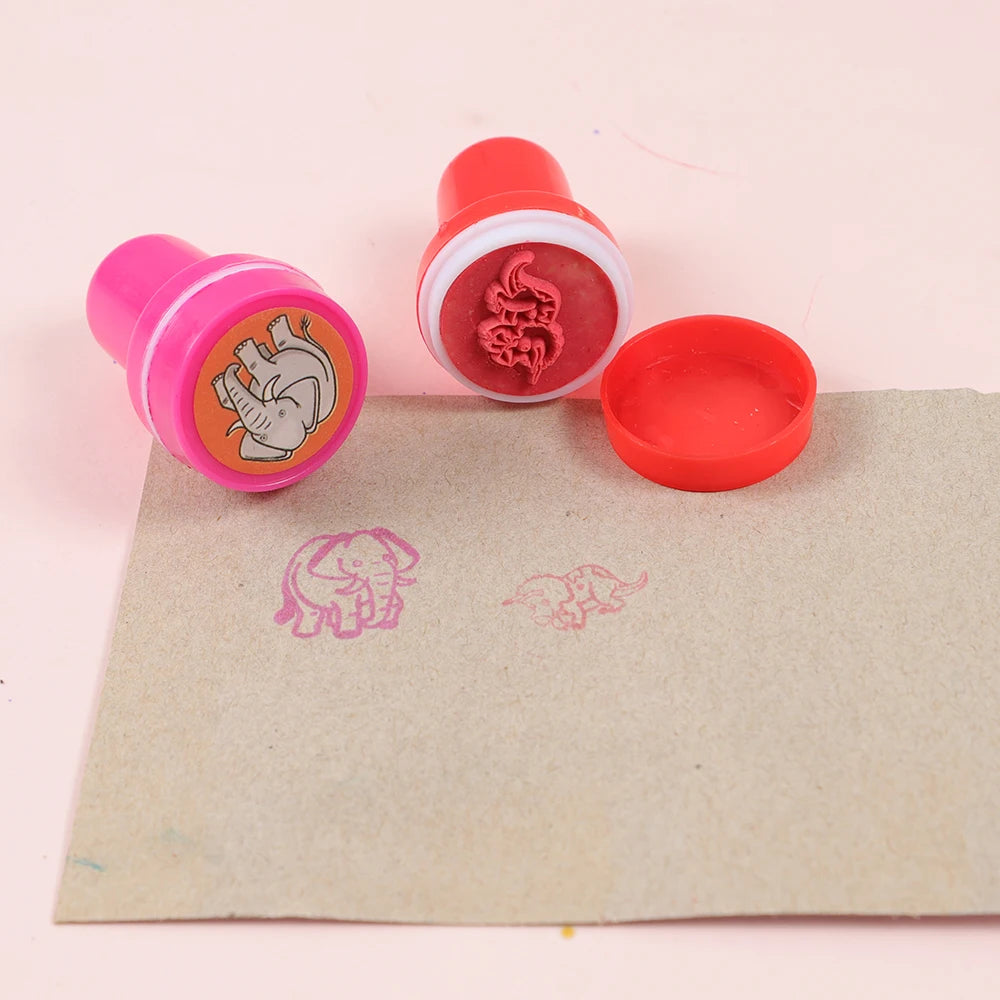 20pcs Assorted Stamps for Self-ink Stamps Toy Anima Smiley Face Seal Scrapbooking DIY Painting Photo Album Decor