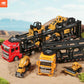Diecast Alloy Engineering Vehicle Transporter Model Set with 6 Small Trucks - Educational Toy Set for Boys
