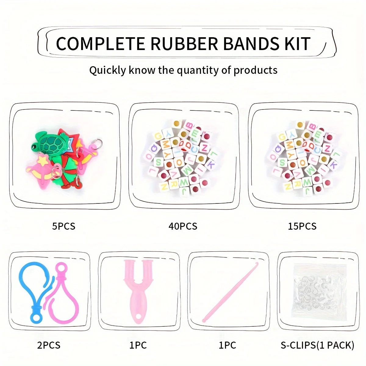 12 Grid/24 Grid/40 Rubber Bands Bracelet Kit Rubber Band Filling Loom Kit Weaving DIY Craft Gift Loom Kit Toys for Girls