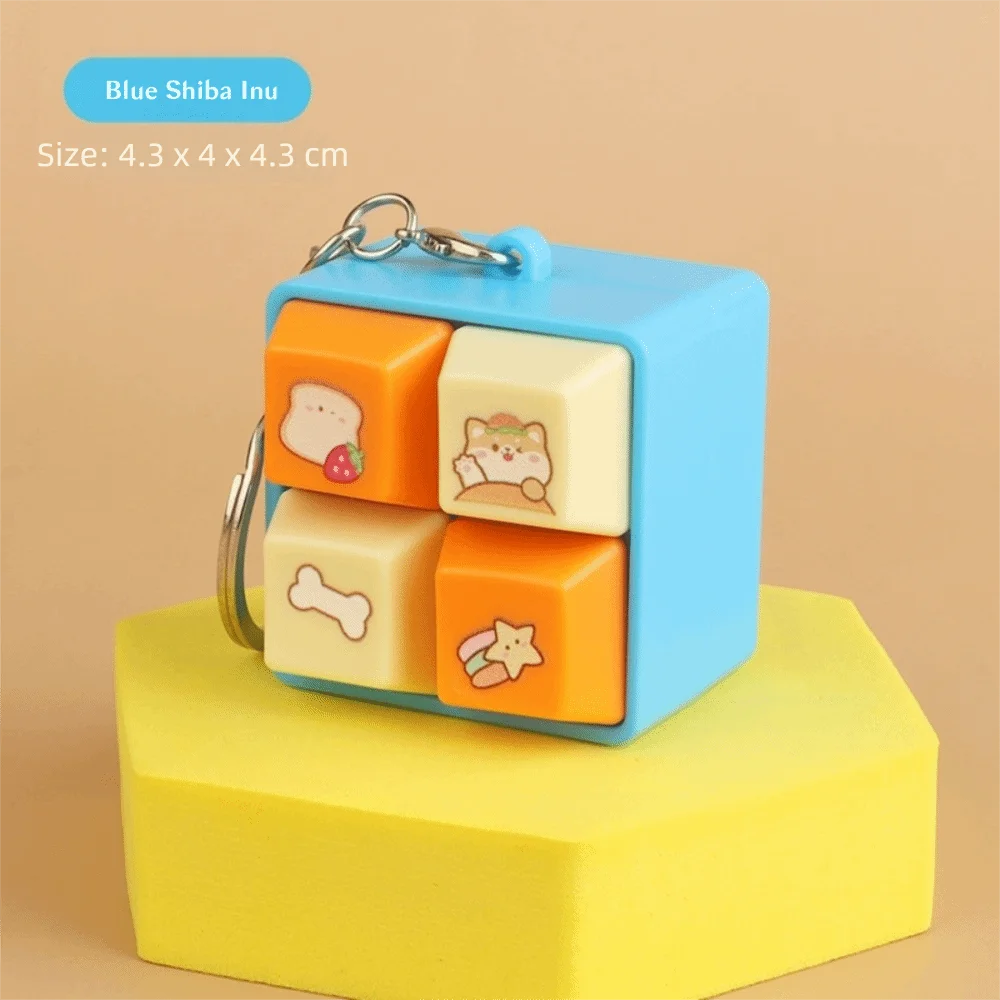 Fun Cartoon Squeeze Music New Unique Four-square Merit Key Button Keychain Couple Car Bag Key Chain & Pendant