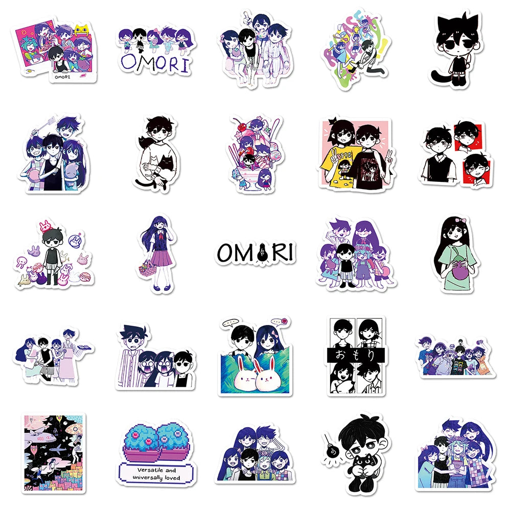 10/30/50pcs Cute Omori Stickers Graffiti Game Cartoon Decal DIY Motorcycle Laptop Stationery Waterproof Decoration Decals Toy