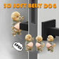2026 3D Teddy Dog Belly Sticker - Cute puppy wearing orange outfit with soft pink background, silicone self-adhesive