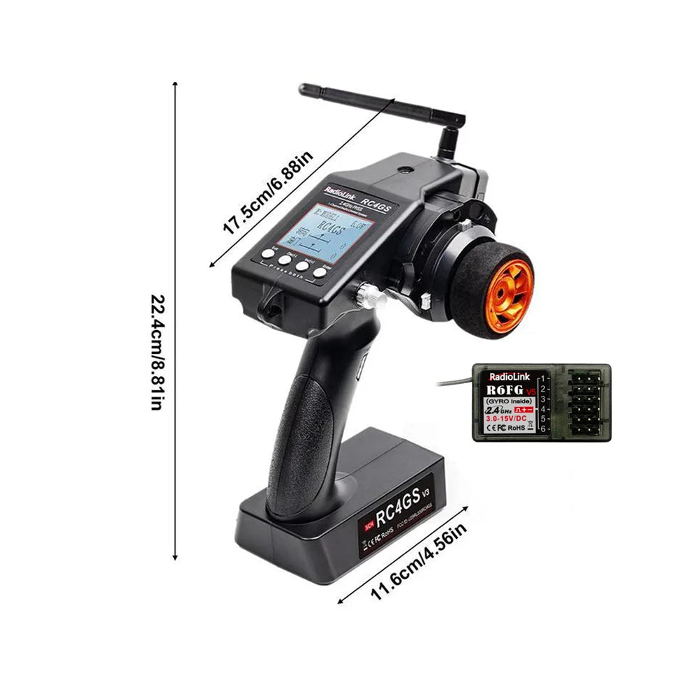 RadioLink RC4GS V3 2.4G 4CH 5CH 7CH 400M Distance Remote Controller Transmitter  R6Fg Gyro Inside Receiver for RC Car Boat