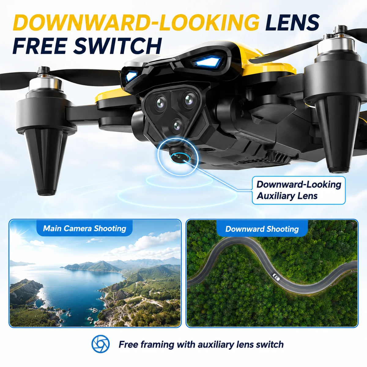 Brushless Aerial RC Drone 8K Triple Camera 5G Transmission 7 Level Wind Resistance Optical Flow Hover Folding Portable Drone