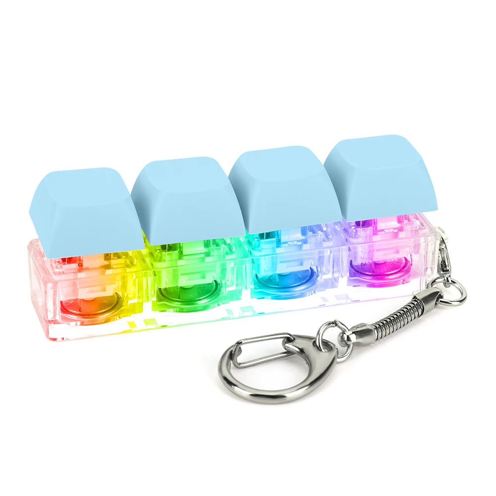 Keyboard Fidget Keychain 4 Keys Finger Keyboard Decompression Toys Press Button Keycap Fidget Stress Relief Keyboard Clicker Toy