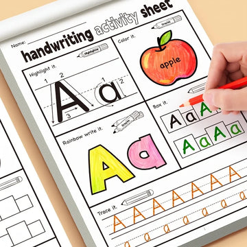 1 Children's Alphabet Practice Book, Handwriting Practice Book for Preschoolers, Alphabet Ability Development for Kindergarten, Fun Cartoon Character Learning Exercises, Mixed-Color Paper Materials, Educational Children's Boo