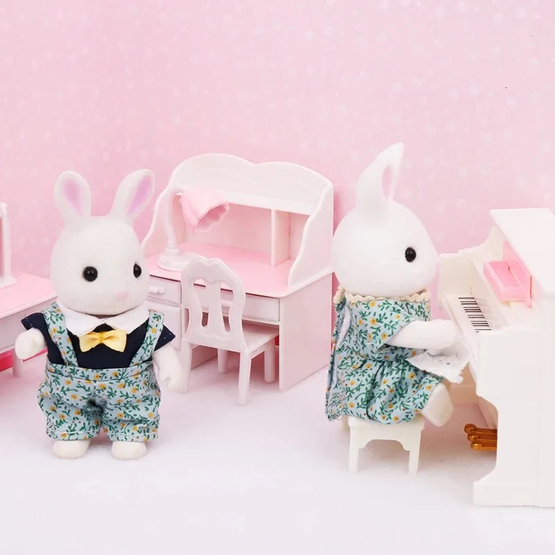 Forest Animal Family Dollhouse Furniture 1/12 Miniature Toys Girl Dolls Accessories Bedroom Bathroom Dollhouse Kit For Dolls