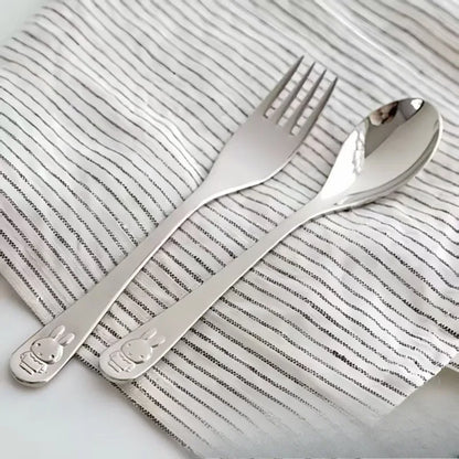Kawaii Miffy Rabbit Stainless Steel Dessert Spoon Fruit Fork Anime Peripheral High-looking Home Restaurant Fork Spoon Set Gift