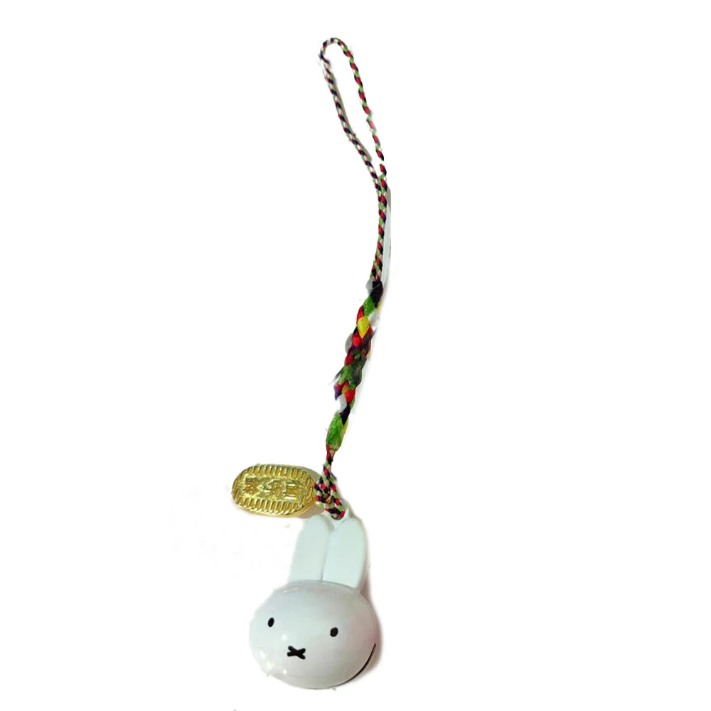 Kawaii Miffy New Small Bell Pendant Cartoon Rabbit Japanese Style Braided Rope Mobile Mobile Phone Chain Girl Birthday Gift