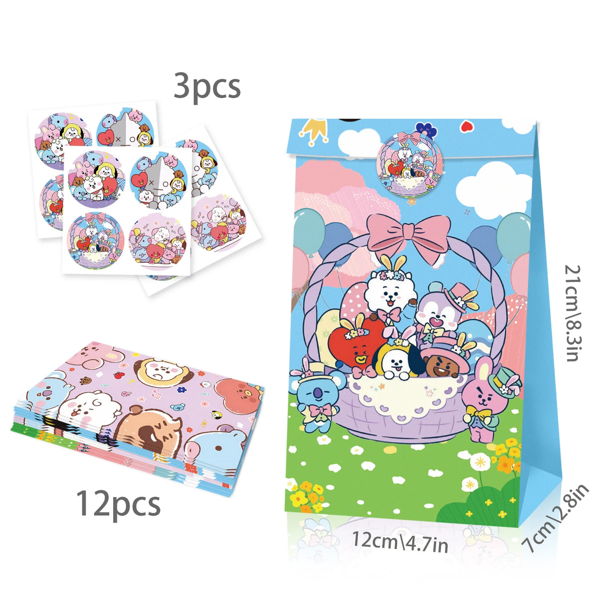 BT21 Cartoon Party Festival Limited Edition Gift Bag Birthday Party Companion Gift Storage Cute Appearance Candy Packaging Paper