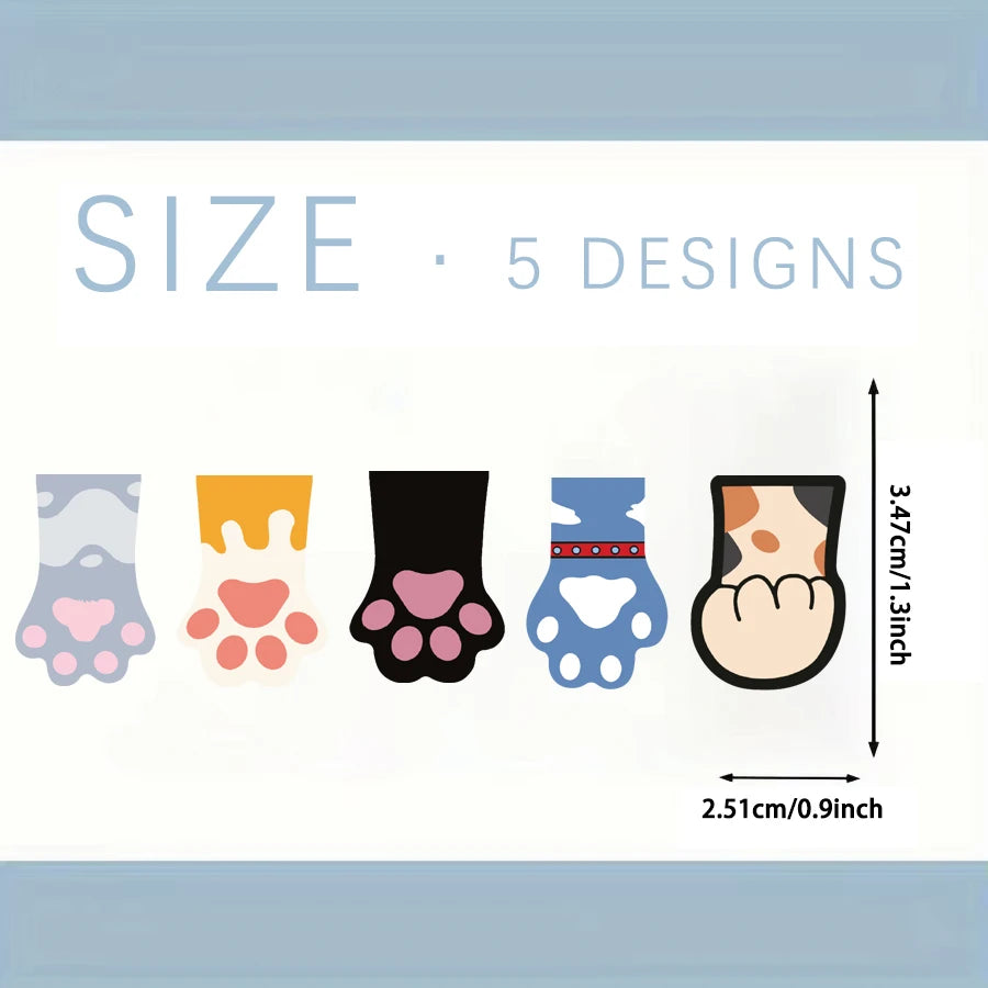 5pcs Simple And Fun Cat Paw Magnetic Bookmarks Reading Items Page Holder Stationery Office Supplies Book For Pages Books Readers