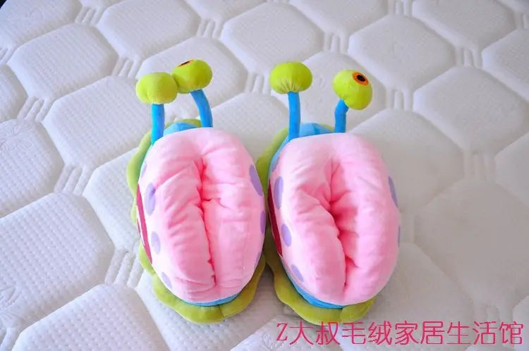 Plush SpongeBob SquarePants Cotton Shoes Snail Bags Heels Cute Home Slippers SpongeBob SquarePants Snail Boots Plush Gift