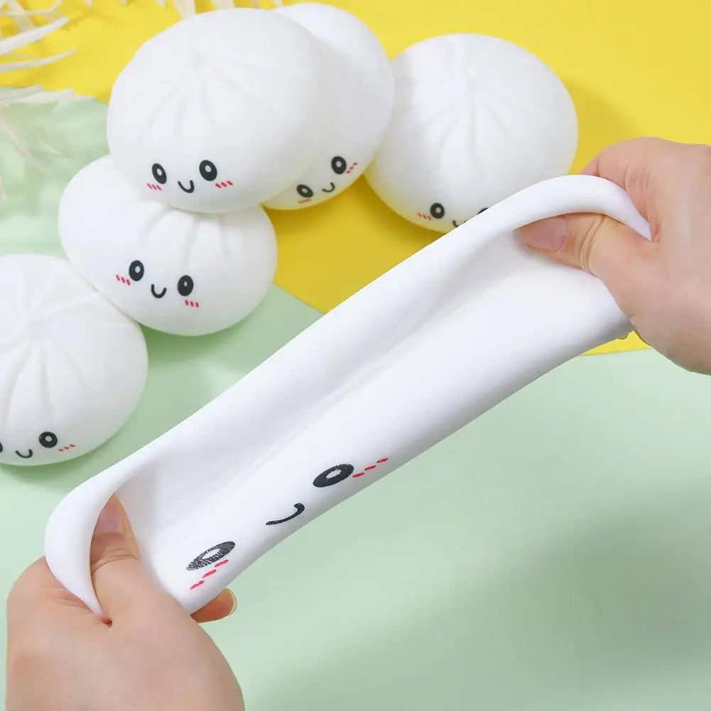 Colorful Dumpling Squishes Stress Balls Fidget Sensory Toys Simulation Food Squishies Bun with Steamer Squeeze Dough Ball Gifts
