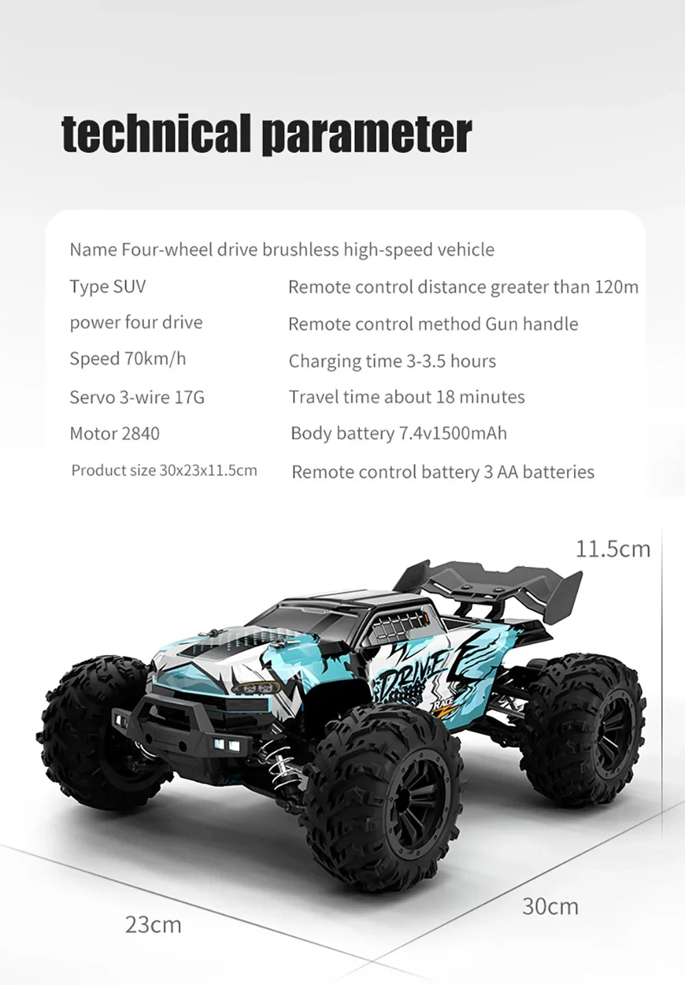 High Speed RC Car 4WD Off Road Vehicle 70KM/H Brushless Motor Professional Drift Truck for Kids Remote Control Car Toys