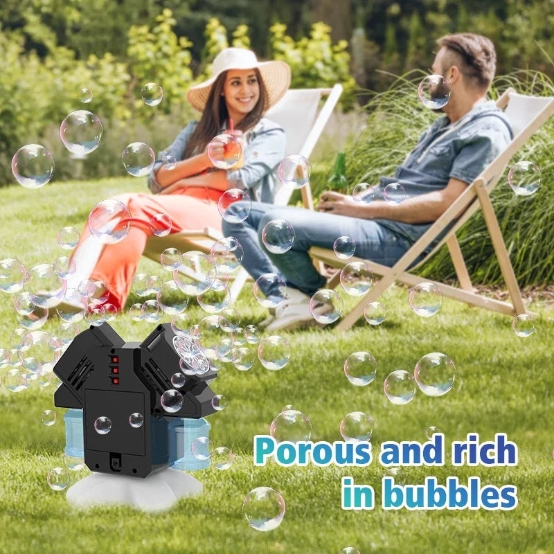 Double head rotating bubble machine children's bubble toys outdoor activities/wedding props Without Battery Bubble Water