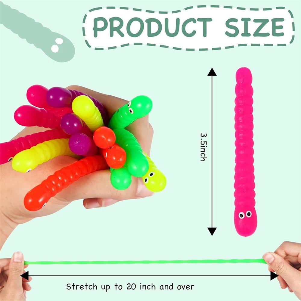 Colored caterpillar Pull Worm Noodle Fidget Toys Stretch String TPR Rope Anti Stress String Stress Relief Autism Vent Toys